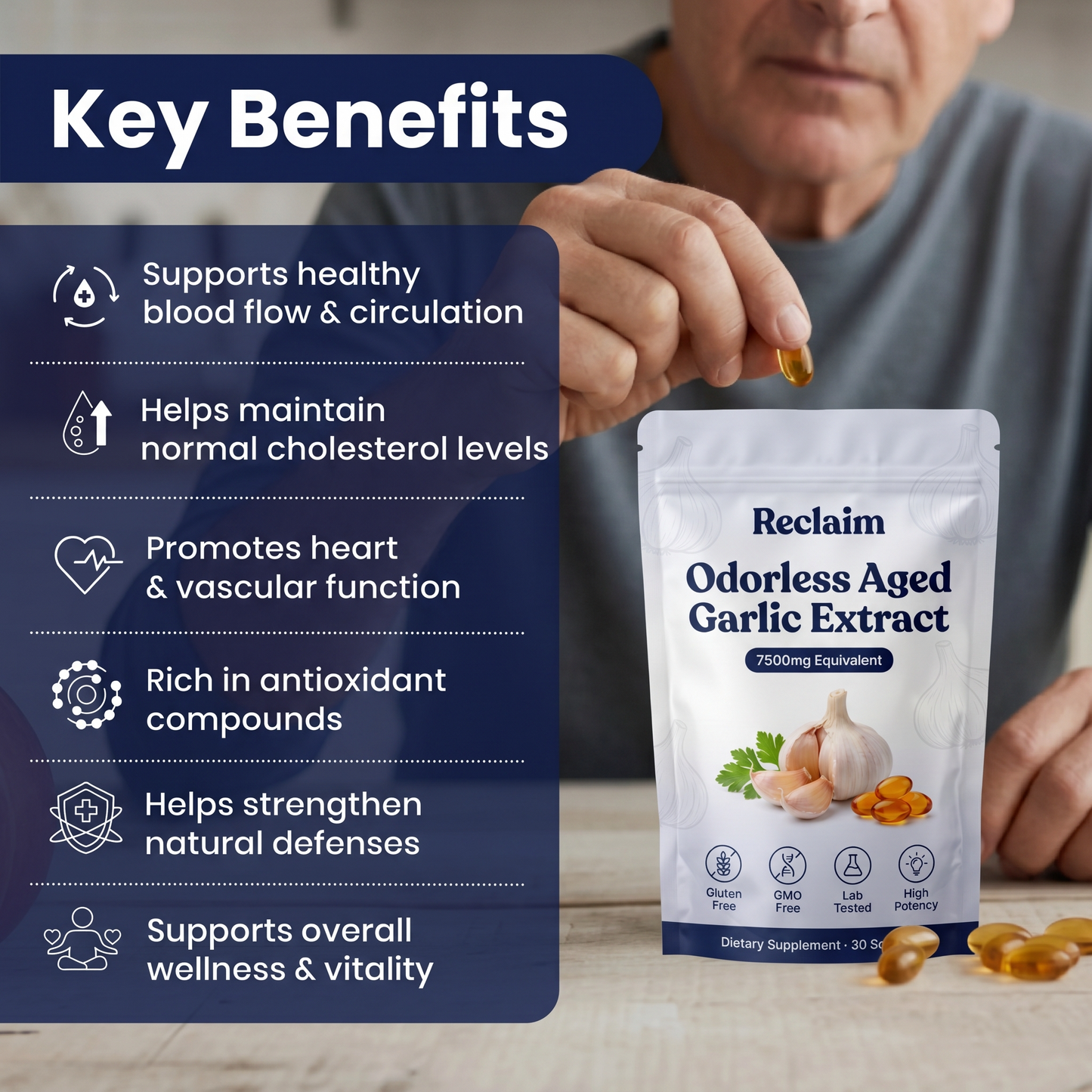Aged Garlic Extract - 7500mg Odorless Softgels