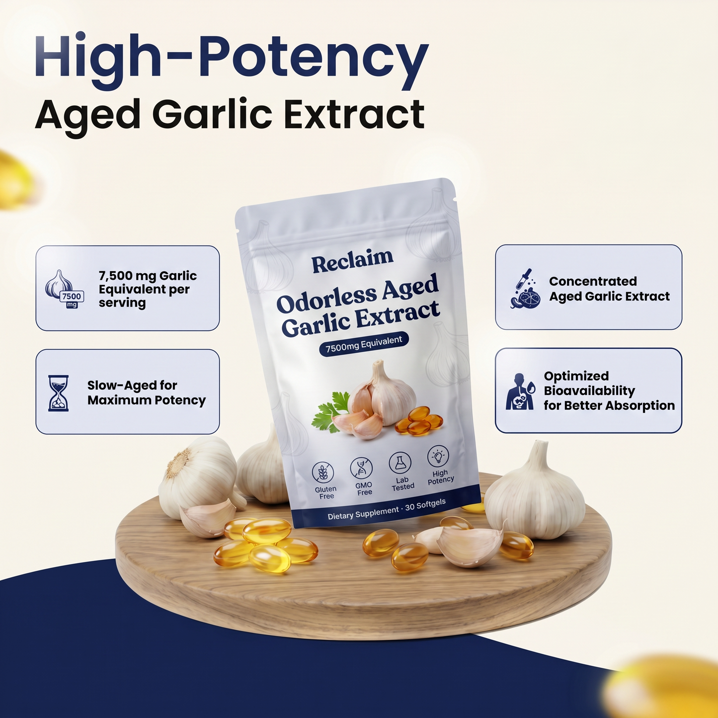 Aged Garlic Extract - 7500mg Odorless Softgels